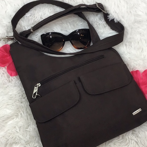 Travelon Handbags - Travelon dark brown crossbody security travel bag